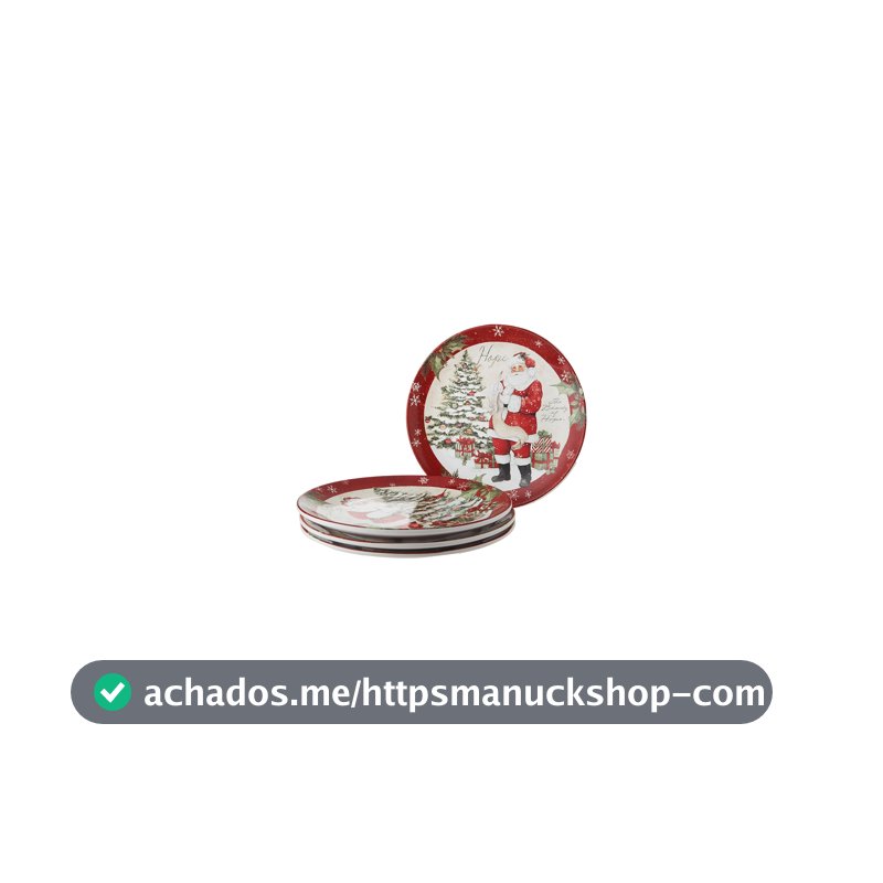 Certified International Prato de jantar Holiday Wishes de 28 cm, conjunto de 4 designs sortidos, multicolorido