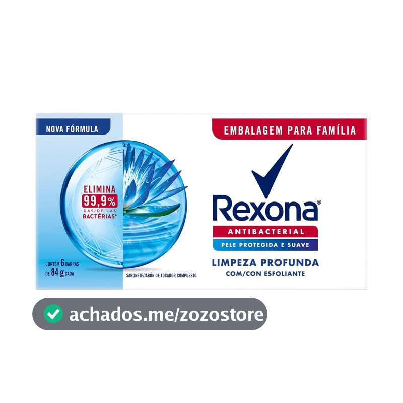 Rexona Pack Sabonete Em Barra Antibacterial Limpeza Profunda Envoltório 6 Unidades De 84G Cada Leve Mais Pague Menos