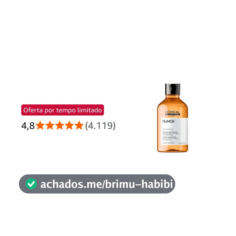 L'Oréal Professionnel NutriOil Shampoo de Nutrição Intensa com Óleo de Coco – Para Cabelos Secos, Limpeza Suave e Maciez, 300 ml