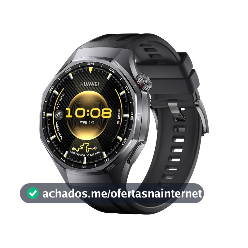 Smartwatch, HUAWEI WATCH GT 6 Pro 46mm, Bateria com Autonomia de Até 21 Dias, Mais de 100 Modos Esportivos, Corrida de Trilha, Ciclismo, Análise de ECG, Compatível com iOS e Android, GPS, Preto