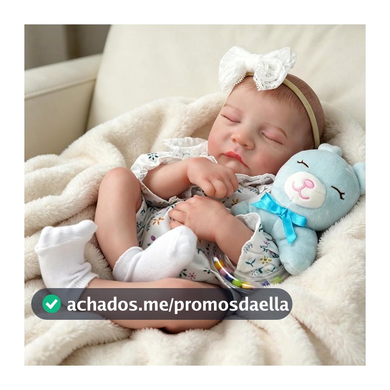Boneca Bebê Reborn de Silicone Menina 48cm Olhos Fechados