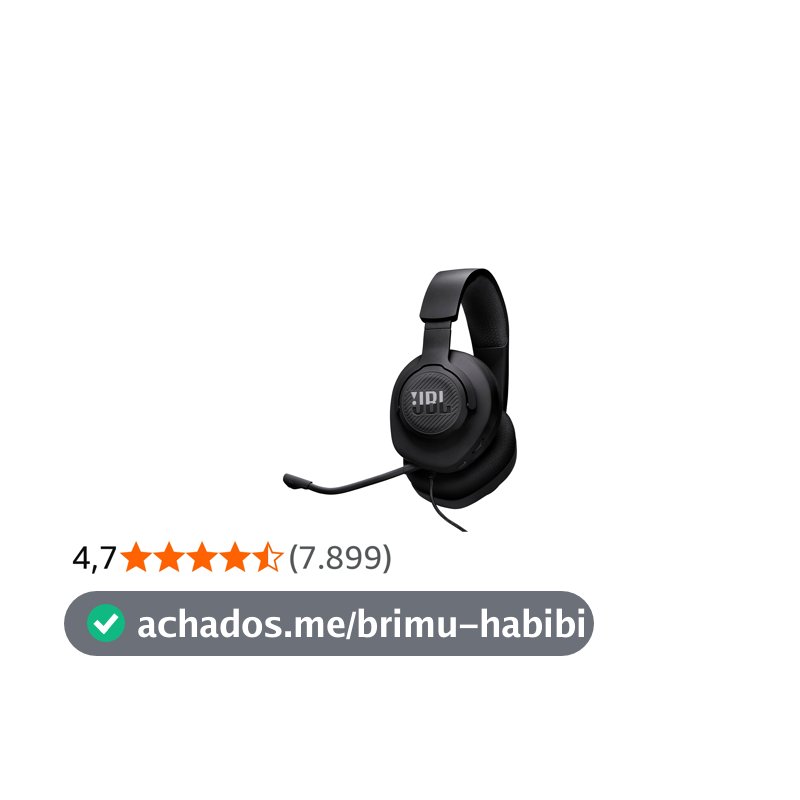 JBL, Fone de Ouvido Com Fio, Quantum 100M2, Headset Gamer, Over Ear, Microfone Removível - Preto