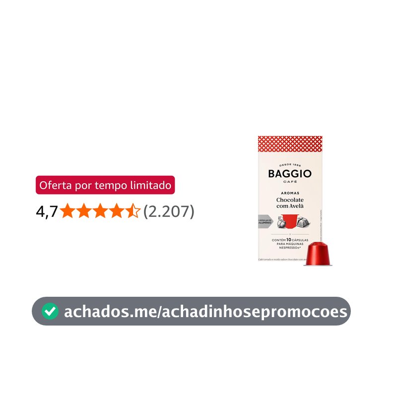 Baggio Café Cápsulas De Café Aroma Chocolate Com Avelã Compatível Com Nespresso Contém 10 Cápsulas