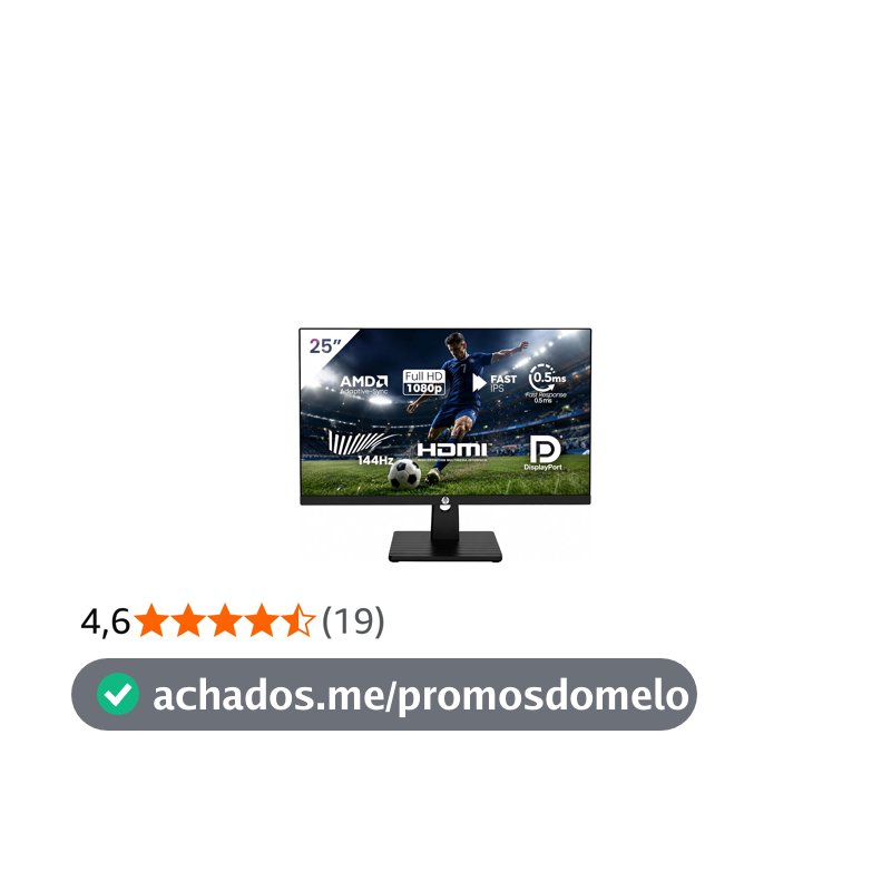 Monitor Gamer 25'' 144hz 0.5ms 1920x1080 HDR10 Resolução FHD HDMI/DP Painel IPS VESA Alta Taxa de Atualização