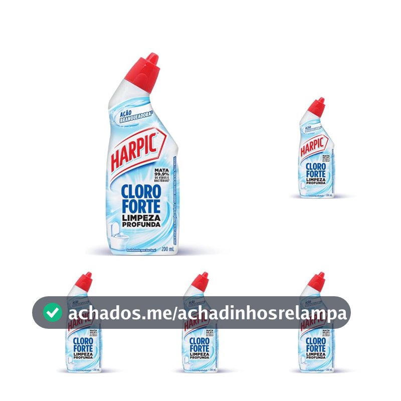 Harpic Cloro Forte, Desinfetante e Desodorizador Sanitário, 200ml (Embalagem com 5)
