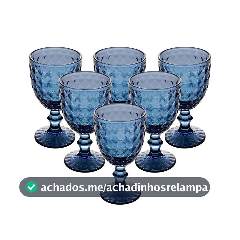 WOLFF - Conjunto 6 Taças de Água Roman 345ml Azul Vidro