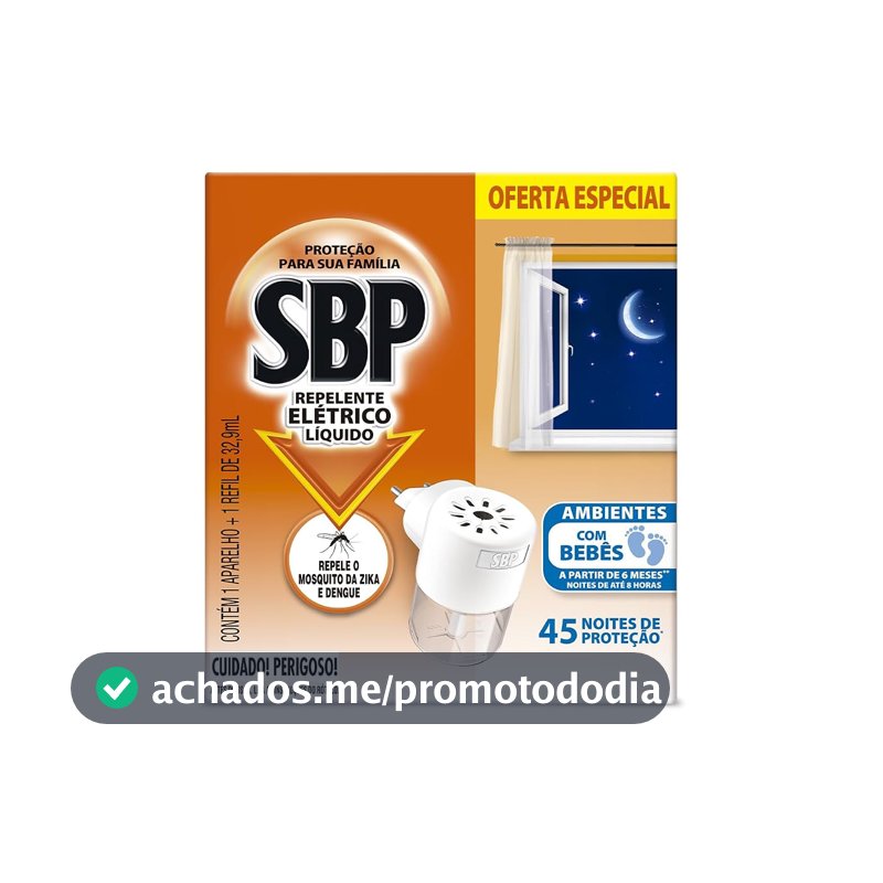 Repelente Elétrico Líquido SBP 45 Noites Novo Aparelho + Refil