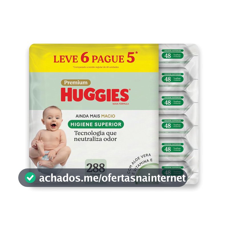Lenços Huggies Higiene Superior Limpam 2x Mais 6 x 48 Un