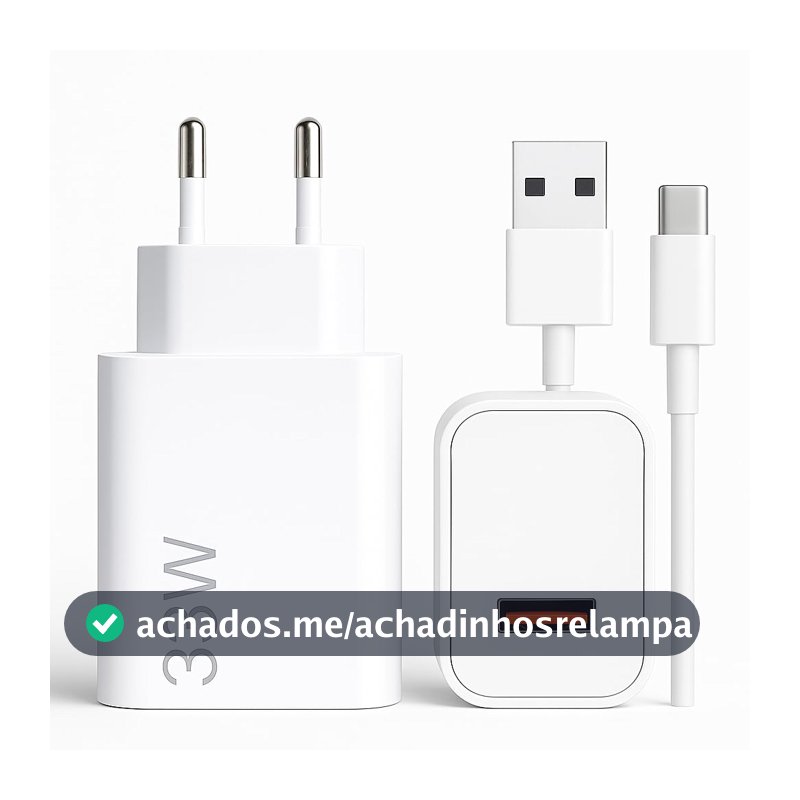 Carregador Turbo Tipo C 33W Com Carregamento Rápido Com Cabo Tipo C Compatível Com Todos Os Dispositivos USB-C, Compativel Com IPhone 15/16, Compativel Com ANdroid, Tablet, SmartWatch