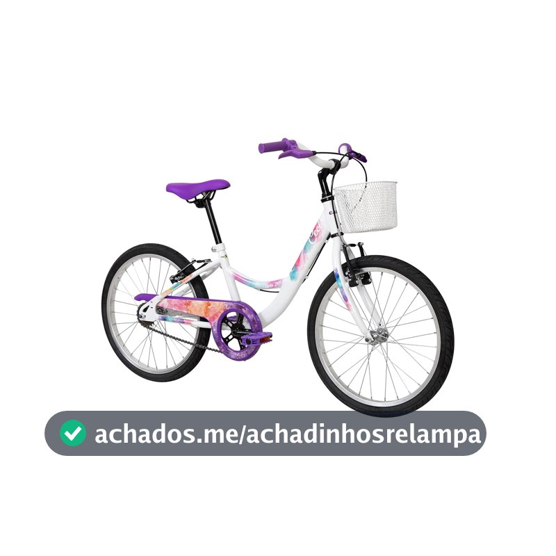 Bicicleta Infantil Caloi Ceci Aro 20, Quadro Rebaixado, Cestinha, Freio V-Brake, Protetor de Corrente, Passeio e Lazer