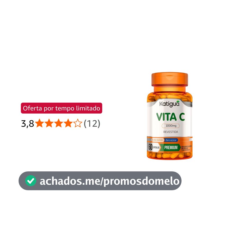 Katiguá, Vita C, Revestida, Sem sabor, 60 Cápsulas rígidas • 30 doses, Laranja