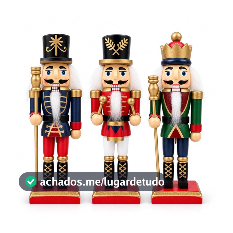Kit 3 Soldadinhos Quebra Nozes Enfeite de Natal Clássico Decorativo Árvore
