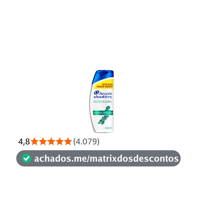 Head & Shoulders Shampoo Anticaspa Anticoceira 650 ml