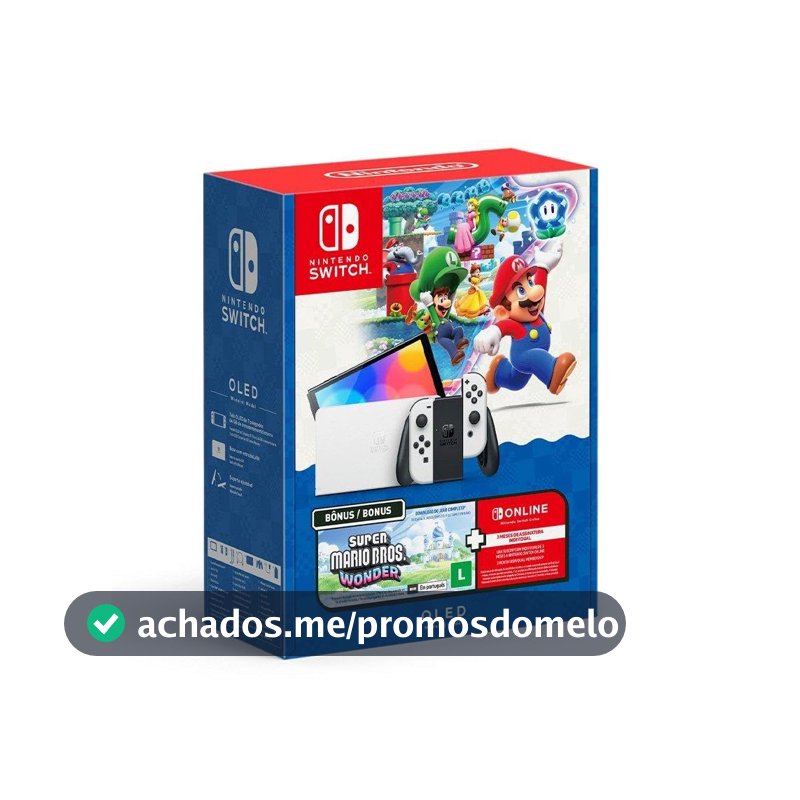 Bundle Nintendo Switch OLED + Super Mario Bros Wonder + 3 Meses de Assinatura Nintendo Switch Online