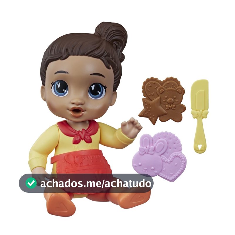 Baby Alive Boneca Bebê Confeiteira Gigi Giggles Morena com Avental e Acessórios de Cozinha