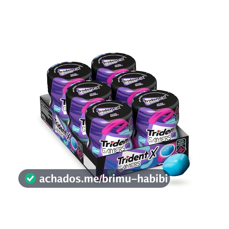 Chiclete Trident X Gamers Acid Berry - Caixa Com 6 Unid De 48,3g