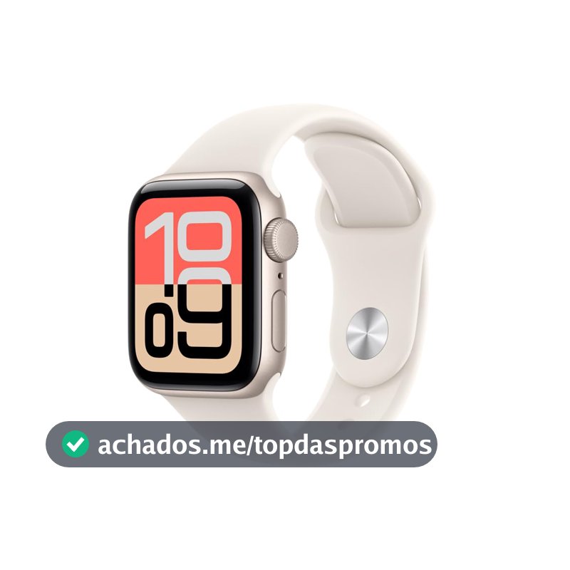 Apple Watch SE 3 GPS, Caixa em alumínio luz das estrelas de 40 mm com Bracelete desportiva luz das estrelas - P/M
