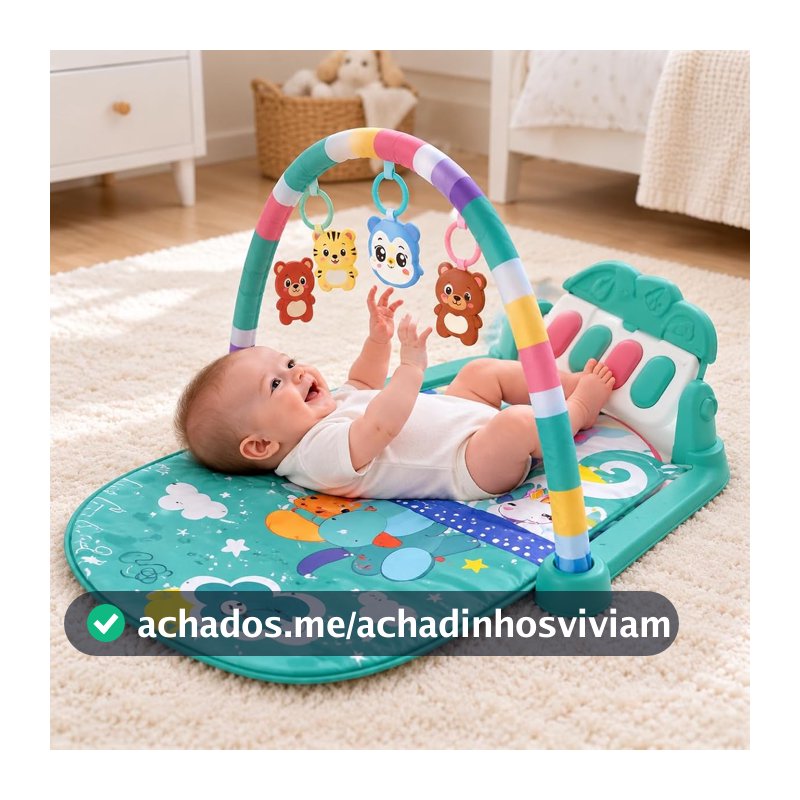 Tapete de Atividades para Bebê com Piano Musical e Móbile