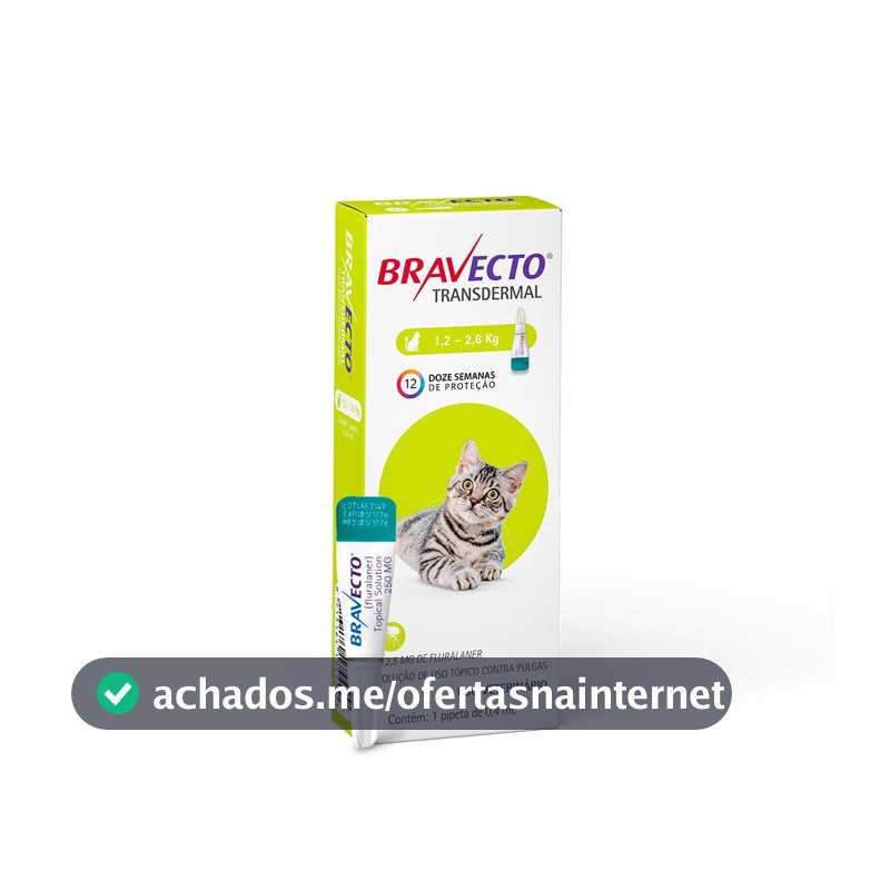 Bravecto® Gatos Transdermal 112,5mg - Antipulgas - Gatos de 1,2 a 2,8kg - 1 Pipeta 0,4ml - MSD Saúde Animal