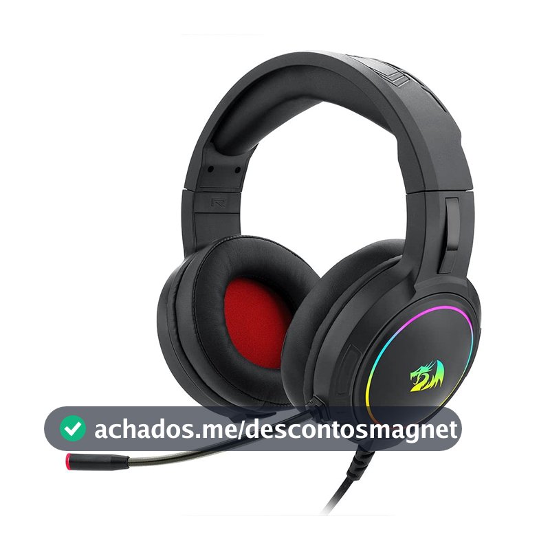 Headset Gamer Redragon Mento Preto Com Fio, Iluminação RGB Redragon Chroma, Drivers 50mm H270-RGB