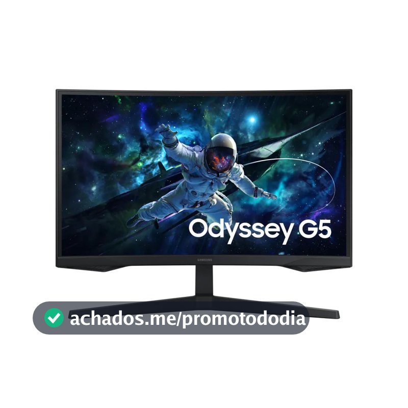 Monitor Gamer Samsung Odyssey G5 27, Resolução QHD, Taxa de atualização de 165Hz & 1ms de tempo de resposta (MPRT), Curvatura com 1000R, HDR 10, AMD FreeSync, Eye Saver Mode & Flicker Free Mode