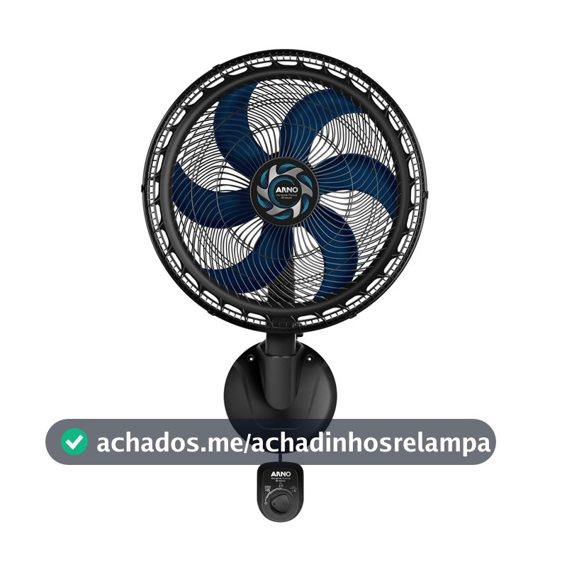 Ventilador de Parede Arno Xtreme Force Breeze 50cm VB51, 126W, 6 Pás, 3 Velocidades, Modo Sono Tranquilo, Oscilação 80º, 220V