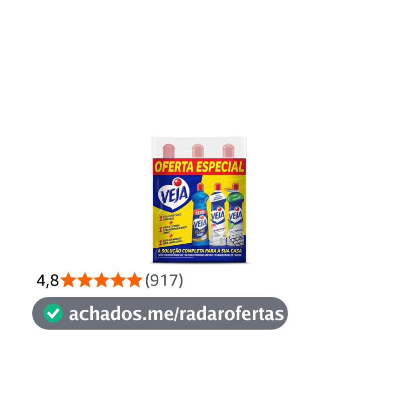 Kit Veja - 1 Limpadores Multiuso Original 500ml + 1 Limpador Cozinha Desengordurante Limão 500ml + 1 Limpador Banheiro Tira Limo 500m