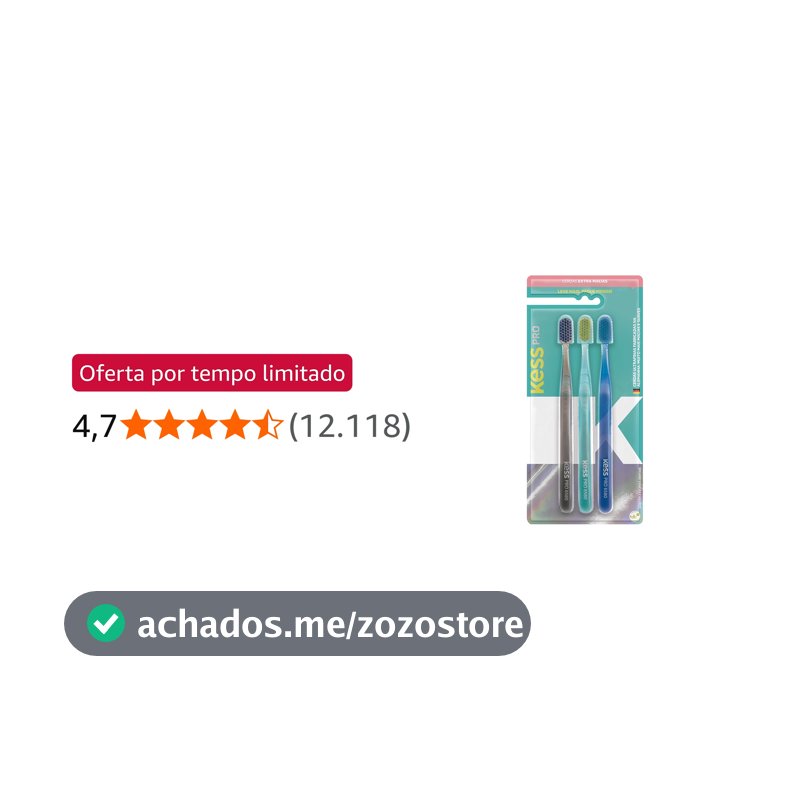 Kess, Pack com 3 Escovas Dentais Pro Extra Macias, Cores Sortidas