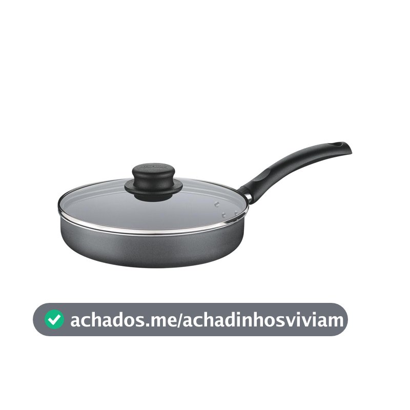 Frigideira Reta Tramontina Turim em Alumínio com Revestimento Interno e Externo Antiaderente Starflon Max Cinza com Tampa de Vidro 22 cm 1,7 L