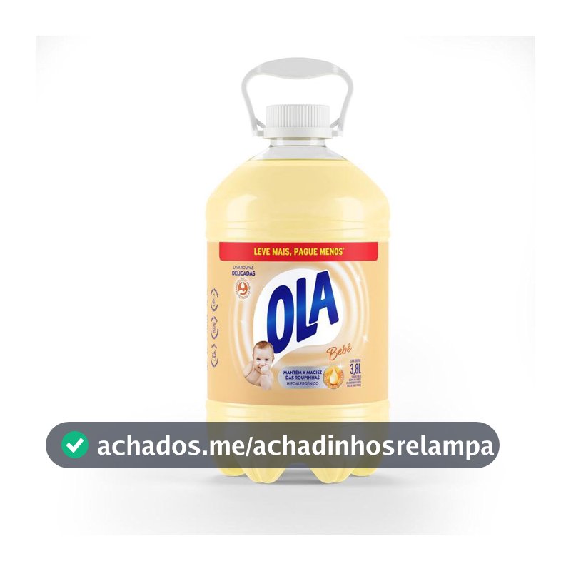 Ola Bebê Sabão Líquido para Roupas Finas e Delicadas, 3,8L