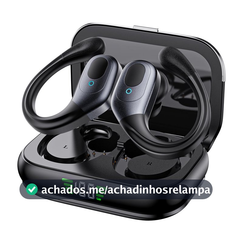 Fones Bluetooth 5.3 com Gancho, 80H de Bateria e Proteção IPX7 Preto