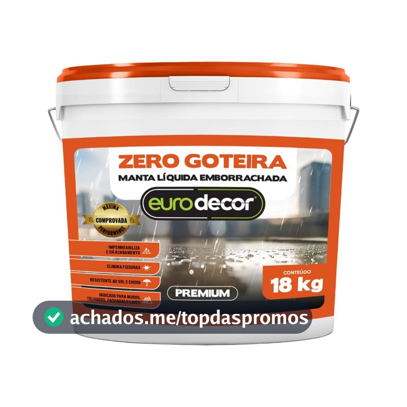 Manta Liquida Emborrachada Premium Euro Decor Zero Goteira 18KG Contra Fissuras Trincas Infiltrações (Gelo)