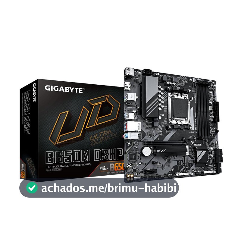 Gigabyte B650M D3HP Placa-Mãe Micro-ATX, Socket AM5, DDR5, para AMD Ryzen Série 7000/8000/9000