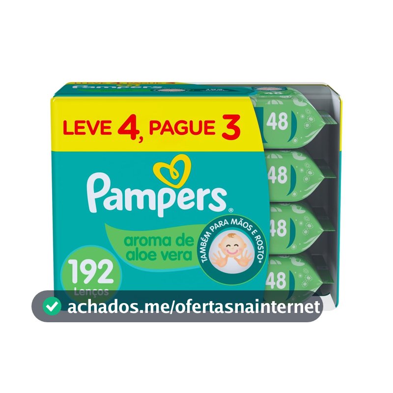 Lenços Umedecidos Pampers Aroma de Aloe Vera 192 Unidades