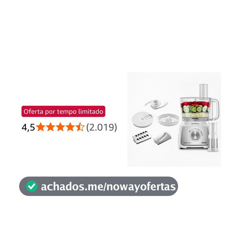 MONDIAL, Multiprocessador Turbo Chef 7 em 1, Branco 1000W, 110V - MPN-01-WE