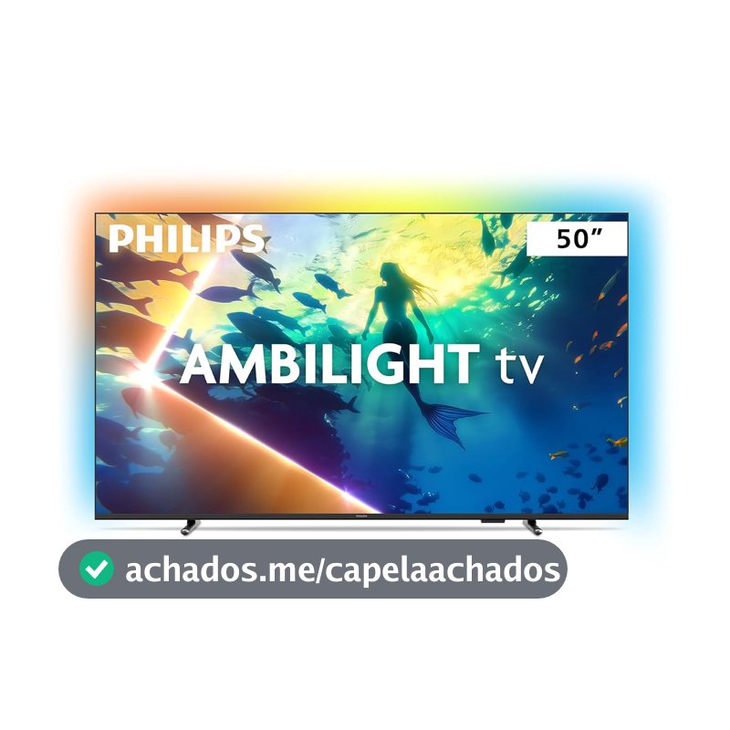 PHILIPS, Smart TV Ambilight 50" 4K, Titan OS, 50PUG8100/78, Comando de Voz, HDR10+/Dolby Atmos, VRR/ALLM, Bluetooth