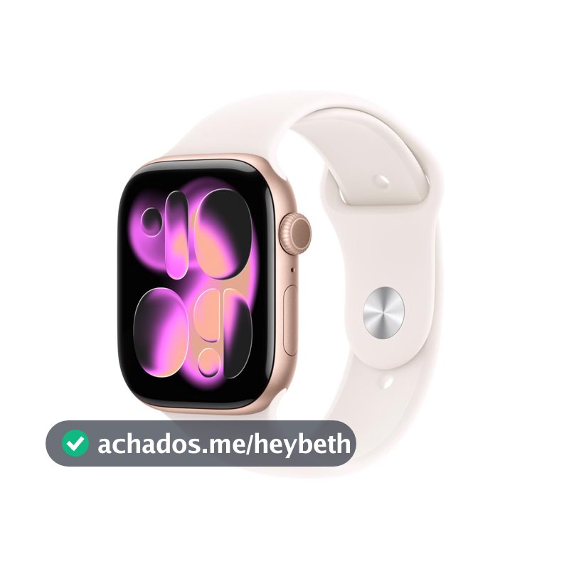 Apple Watch Series 11 GPS + Cellular, Caixa em alumínio rosa‑dourado de 46 mm com Bracelete desportiva rosa leve - M/G