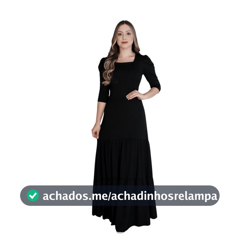 Vestido Feminino Longo Tubinho Mangas 3/4 Moda Evangélica