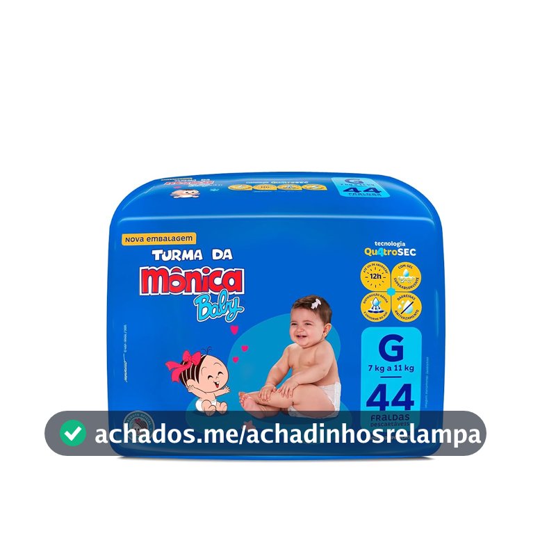 Fralda Turma da Mônica Baby Mega G 44 Unidades