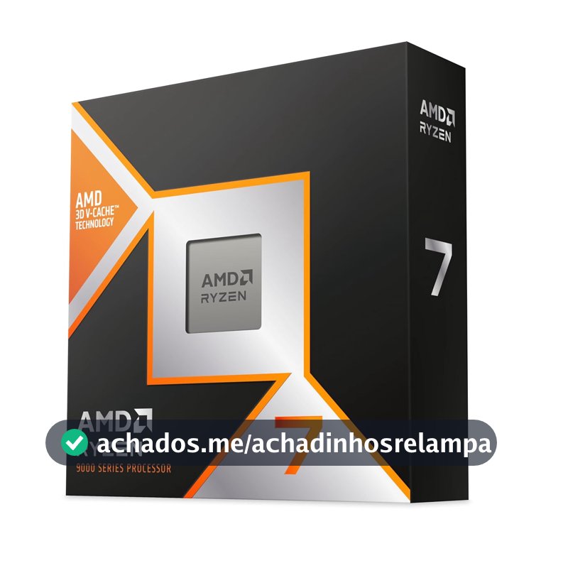 Processador AMD Ryzen 7 9800X3D (AM5/ 8 Cores/ 16 Threads/ 5.2 GHz/ 104Mb Cache/Radeon Graphics/Sem Cooler)