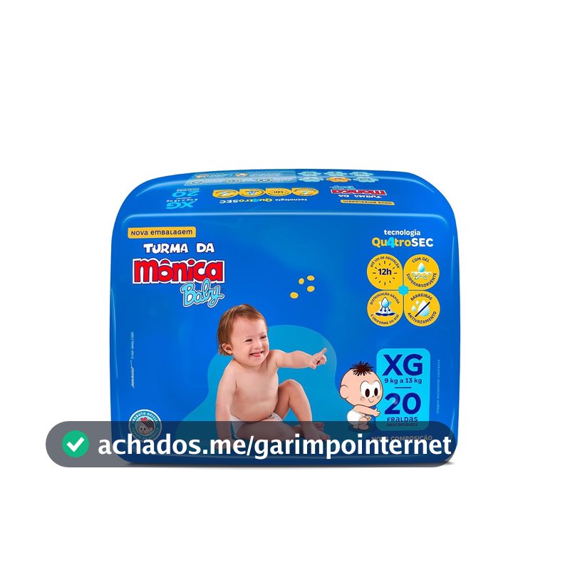 Fralda Turma da Mônica Baby Jumbo XG 20 Unidades