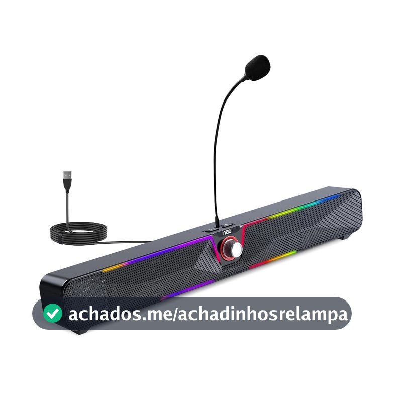 AOC ACS4630 Caixa de Som para PC Gamer 12W RMS, Microfone Removível