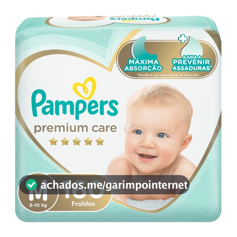Fralda Pampers Premium Care M - 160 fraldas