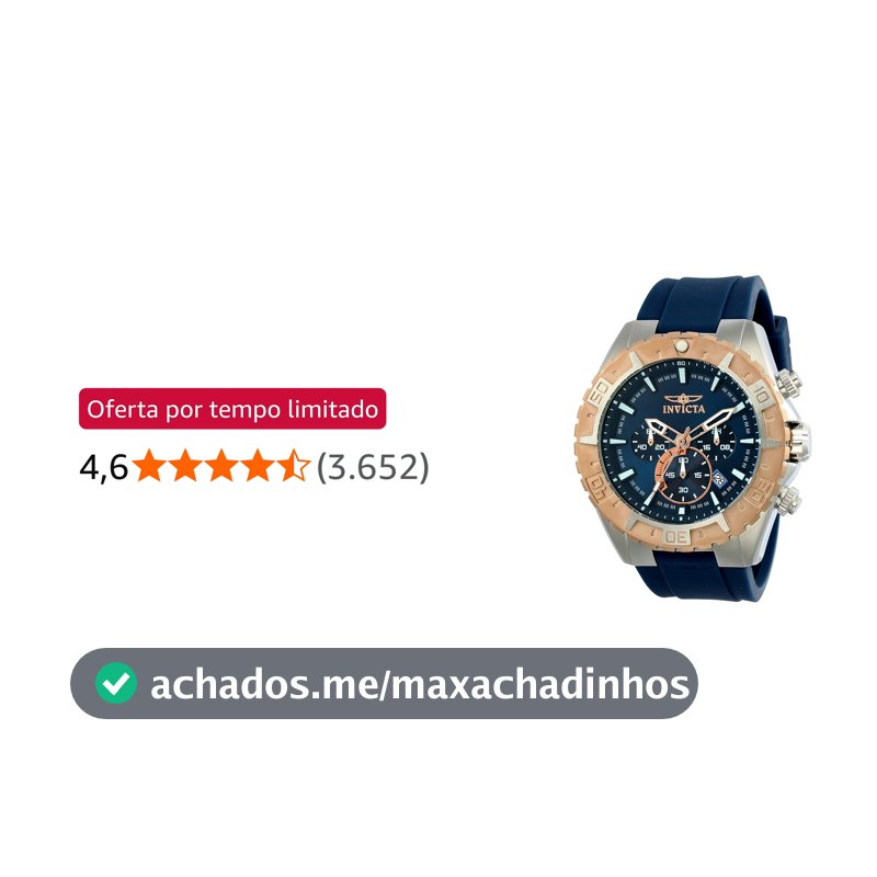 Invicta Relógio masculino aviador de quartzo de aço inoxidável