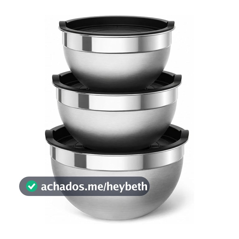 Conjunto 3 Bowls Aço Inox com Tampa, Tigelas Multiuso para Cozinha Kit 3