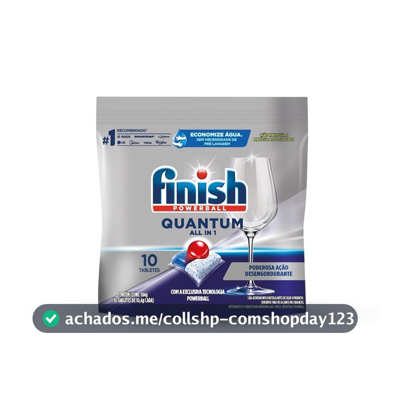 Finish Quantum All in 1 Detergente para Lava Louças em Tabletes 10 unidades