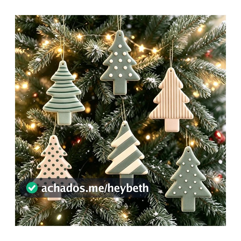 6 peças de enfeites para pendurar na árvore de Natal – Estampa minimalista (pontos, listras) em tons neutros, ideal para decoração de casa no inverno, lembrancinhas de festa e artesanato de Natal DIY