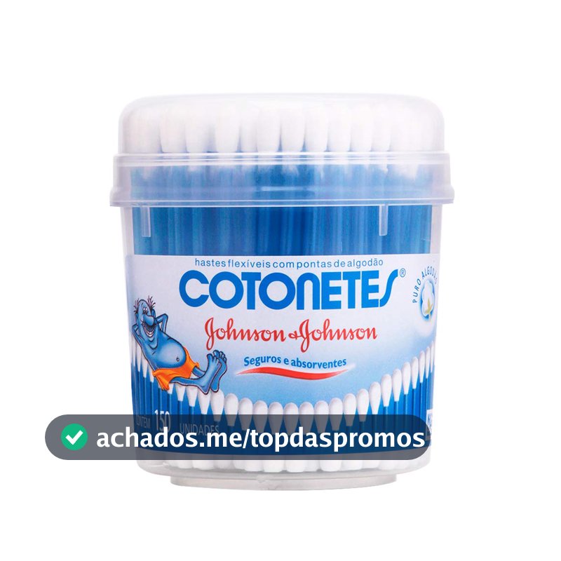 Cotonetes de Algodão com Hastes Flexíveis, Pote com 150 Unidades