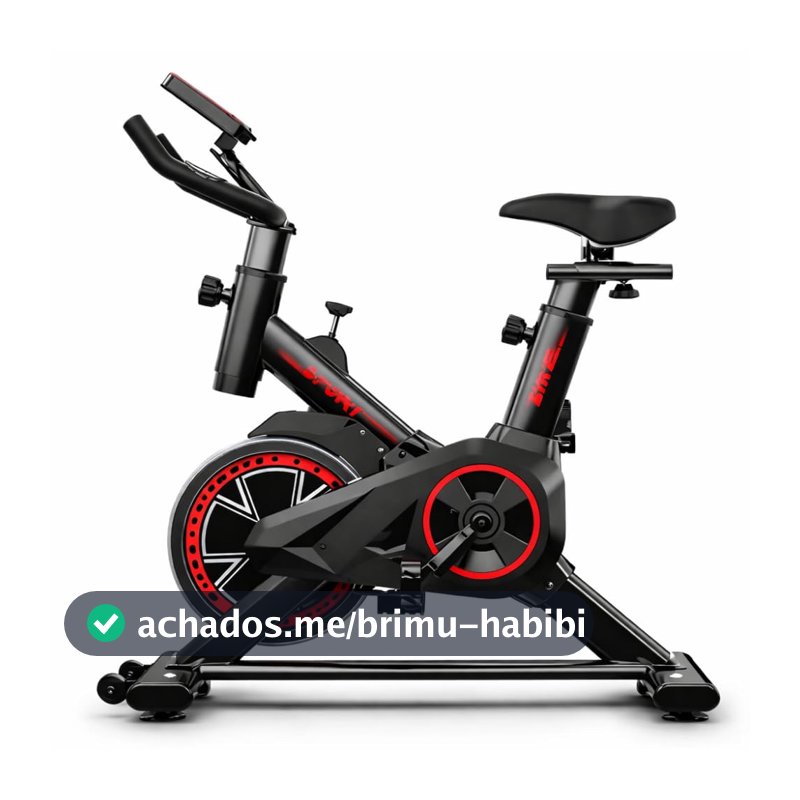 Bicicleta Ergométrica Spinning Compacta, Preta e Vermelha