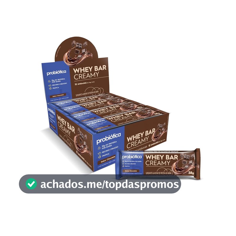 Whey Bar Creamy Caixa 12 unidades (456g), Chocolate, Probiótica